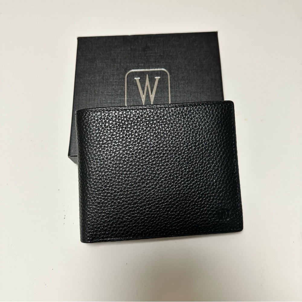 Genuine Leather Black WHARTON Trifold Wallet NWOT